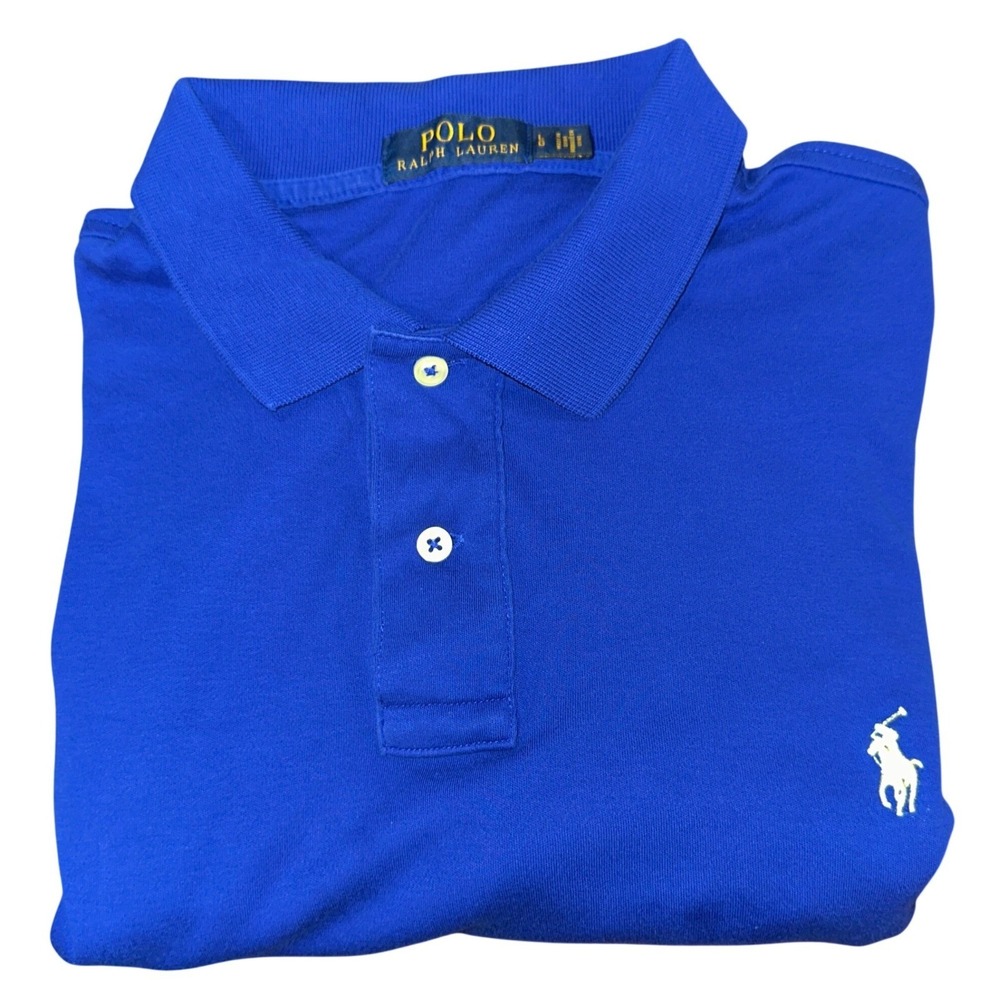 Polo Ralph Lauren Blue Cotton Mesh Short Sleeve Polo Shirt Large